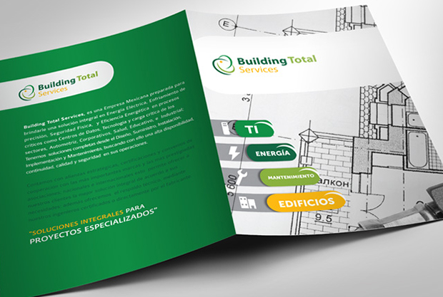 Building total services, Díptico, Identidad Corporativa, impresos
