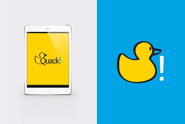 Quack, logotipo, logo, aplicaciones, identidad corporativa
